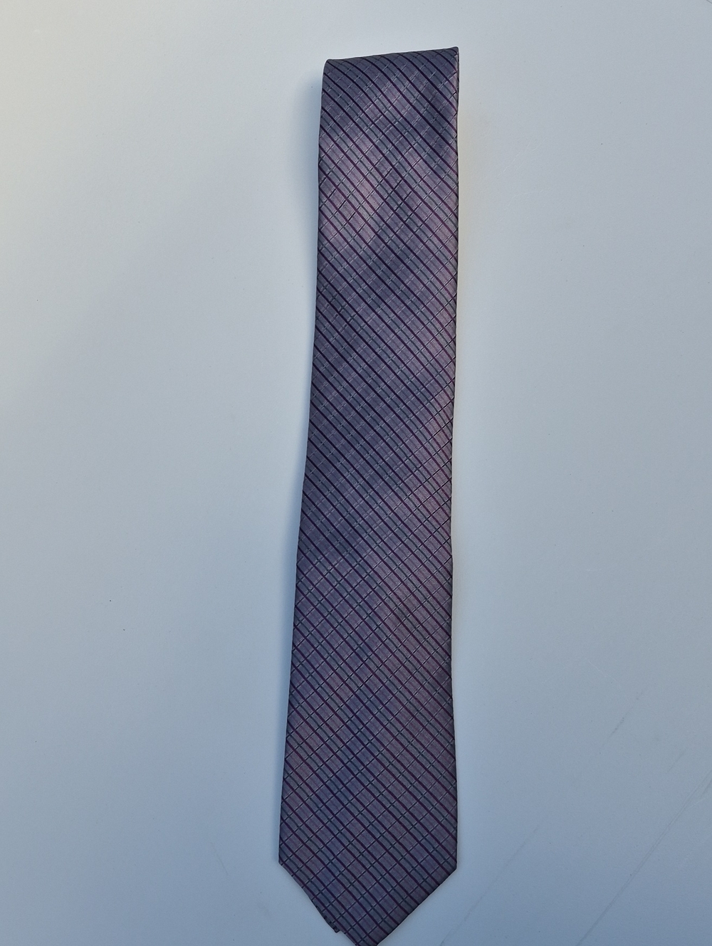Claiborne Purple Diagonal Plaid Dress Tie